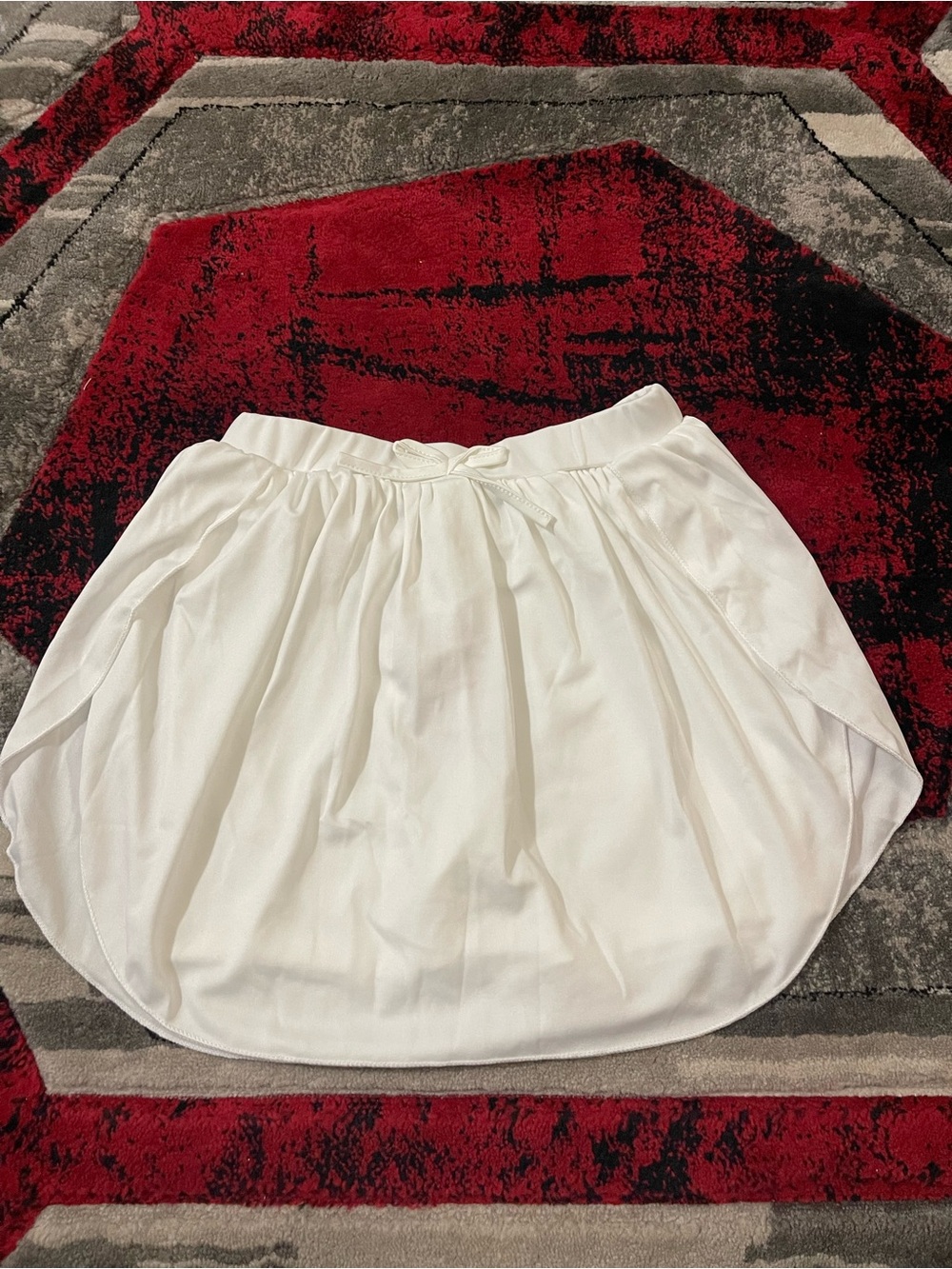 PatPat White Bubble Hem Skater Skirt with Drawstring Waist